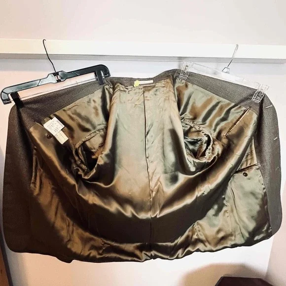 Joseph Abboud 42L Blazer‎ Neutral Tan/charcoal Silk Wool Premium Suit Jacket - Picture 10 of 15